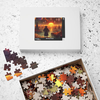 Futuristic Samurai Zodiac Art | Cosmic Warrior Digital Print | Japanese Sci-Fi Wall Decor V4 Puzzle (110, 252, 520, 1014-piece)