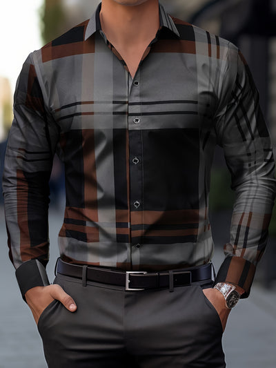 [Long Sleeve Simple Lapel Shirt] Fashionable And Simple Men's Long Sleeve Casual Lapel Simple Shirt, Trendy And Versatile, Suitable For Dates, For Formal Social Occasions And Appointments, For Summer Spring Fall