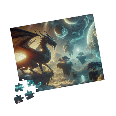 Celestial Dragon Fantasy Art | Mystical Space Landscape Wall Decor | Digital Print Puzzle (110, 252, 520, 1014-piece)