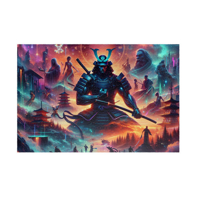 Futuristic Samurai Zodiac Art | Cosmic Warrior Digital Print | Japanese Sci-Fi Wall Decor V5 Puzzle (110, 252, 520, 1014-piece)
