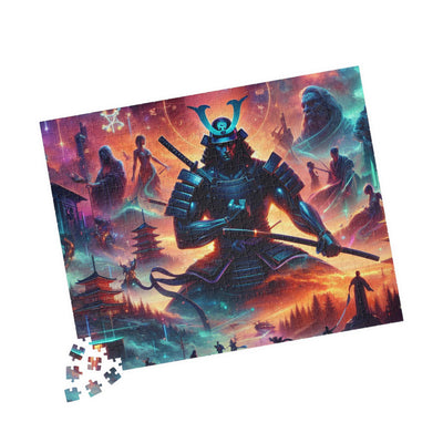 Futuristic Samurai Zodiac Art | Cosmic Warrior Digital Print | Japanese Sci-Fi Wall Decor V5 Puzzle (110, 252, 520, 1014-piece)