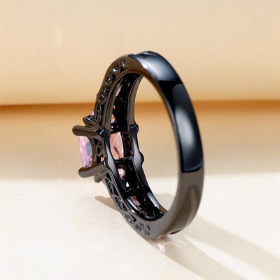 Glamorous Princess Cut Pink Zircon Ring - Sparkling Square Stone Engagement/Wedding Jewelry for Her - Perfect Valentines Day Gift for Feminine Elegance For Women