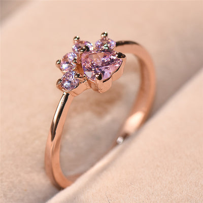 Cat Dog Paw Ring Engagement Adjustable Wedding Band Ring Valentine's Day Gift For Women