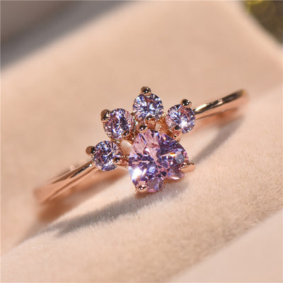 Cat Dog Paw Ring Engagement Adjustable Wedding Band Ring Valentine's Day Gift For Women