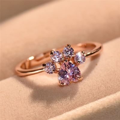 Cat Dog Paw Ring Engagement Adjustable Wedding Band Ring Valentine's Day Gift For Women