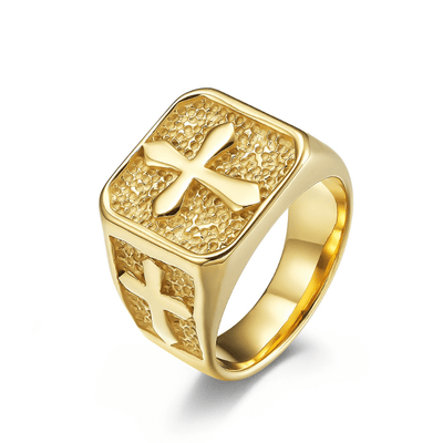 Retro Alloy Cross Carved Ring Titanium Steel Hand Jewelry Party Gift For Men
