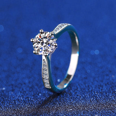 Stunning 1 Carat D Color Moissanite Ring - S925 Sterling Silver - Six-Claw Setting, Perfect for Engagements & Special Occasions