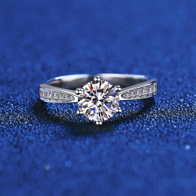 Stunning 1 Carat D Color Moissanite Ring - S925 Sterling Silver - Six-Claw Setting, Perfect for Engagements & Special Occasions