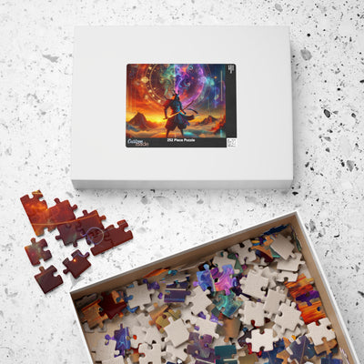 Futuristic Samurai Zodiac Art | Cosmic Warrior Digital Print | Japanese Sci-Fi Wall Decor V6 Puzzle (110, 252, 520, 1014-piece)