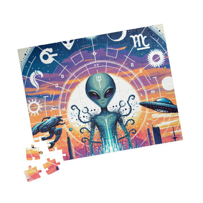 Digital Alien In Abstract Zodiac Signs V1 Puzzle (110, 252, 520, 1014-piece)