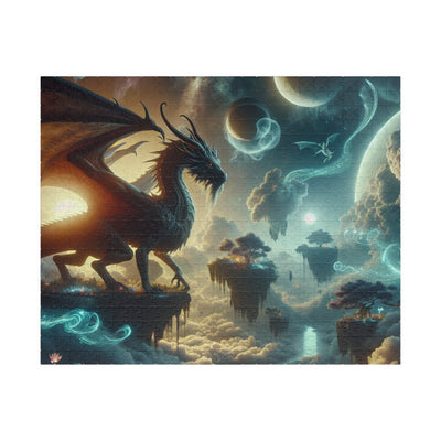 Celestial Dragon Fantasy Art | Mystical Space Landscape Wall Decor | Digital Print Puzzle (110, 252, 520, 1014-piece)