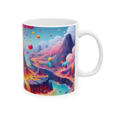 Volcanic Eruption Ceramic Mug - Colorful Coffee Cup for Nature Lovers, Unique Gift for Holidays, Explosive Design, Artful Tableware