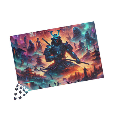 Futuristic Samurai Zodiac Art | Cosmic Warrior Digital Print | Japanese Sci-Fi Wall Decor V5 Puzzle (110, 252, 520, 1014-piece)