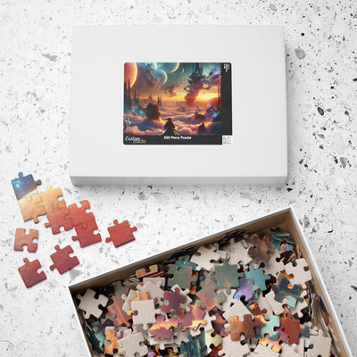 Futuristic Samurai and Spaceships | Sci-Fi Cyberpunk Wall Art | Japanese Warrior Digital Print V3 Puzzle (110, 252, 520, 1014-piece)