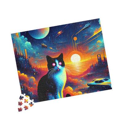 Digital Cat In Cyberpunk Animals V1 Puzzle (110, 252, 520, 1014-piece)