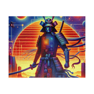 Futuristic Samurai Zodiac Art | Cosmic Warrior Digital Print | Japanese Sci-Fi Wall Decor V2 Puzzle (110, 252, 520, 1014-piece)