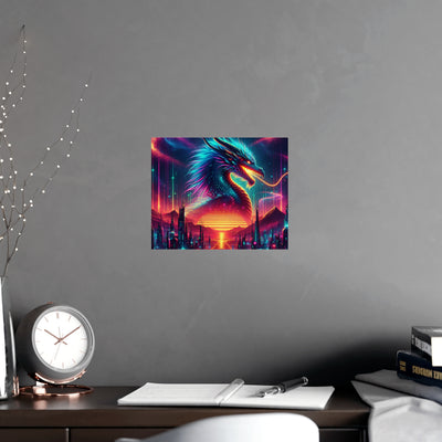 Vibrant Fantasy Dragon Poster, Matte Art Print for Home Decor, Wall Art for Gamers, Gift for Fantasy Lovers, Magical Wall Decor