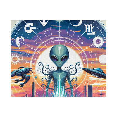 Digital Alien In Abstract Zodiac Signs V1 Puzzle (110, 252, 520, 1014-piece)