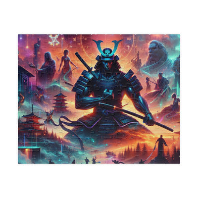 Futuristic Samurai Zodiac Art | Cosmic Warrior Digital Print | Japanese Sci-Fi Wall Decor V5 Puzzle (110, 252, 520, 1014-piece)