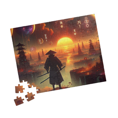Futuristic Samurai Zodiac Art | Cosmic Warrior Digital Print | Japanese Sci-Fi Wall Decor V4 Puzzle (110, 252, 520, 1014-piece)