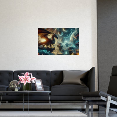 Mystical Dragon Wall Art Print, Fantasy Decor, Matte Poster for Home, Office, Gift for Dragon Lovers, Fantasy Art, Unique Room Decor