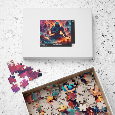Futuristic Samurai Zodiac Art | Cosmic Warrior Digital Print | Japanese Sci-Fi Wall Decor V5 Puzzle (110, 252, 520, 1014-piece)