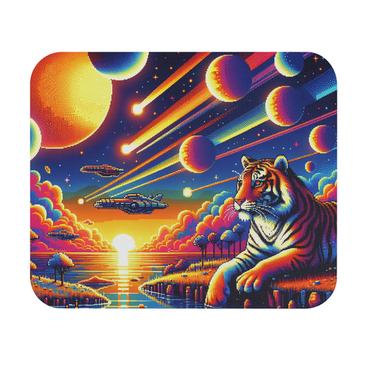 Tiger Mouse Pad - Digital Tiger In Alien Wildlife V1, Gaming Accessories, Office Decor, Gift for Gamers, Edgy Desk Decor, Unique Mouse Mat