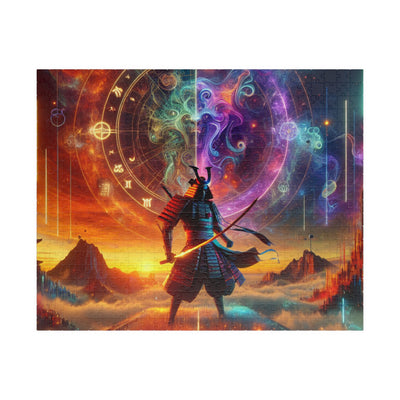 Futuristic Samurai Zodiac Art | Cosmic Warrior Digital Print | Japanese Sci-Fi Wall Decor V6 Puzzle (110, 252, 520, 1014-piece)