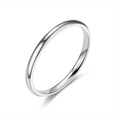 1pc 2MM Smooth Spherical Stainless Steel Ring For Women