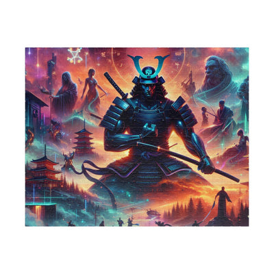 Futuristic Samurai Zodiac Art | Cosmic Warrior Digital Print | Japanese Sci-Fi Wall Decor V5 Puzzle (110, 252, 520, 1014-piece)