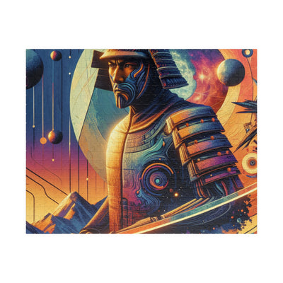 Futuristic Samurai and Spaceships | Sci-Fi Cyberpunk Wall Art | Japanese Warrior Digital Print V2 Puzzle (110, 252, 520, 1014-piece)
