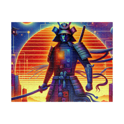 Futuristic Samurai Zodiac Art | Cosmic Warrior Digital Print | Japanese Sci-Fi Wall Decor V2 Puzzle (110, 252, 520, 1014-piece)