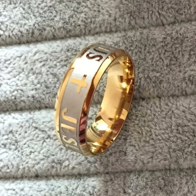 1pc Men's Stainless Steel Cross Ring