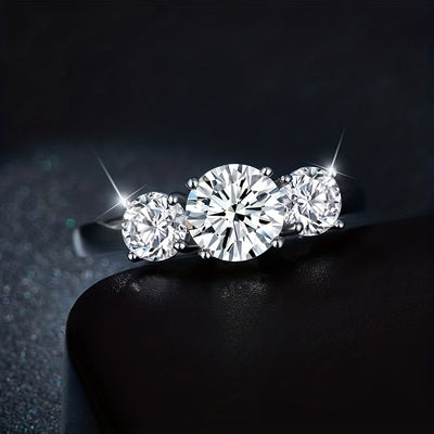 1pc 2-4 Carat Real Moissanite 925 Sterling Silver Ring, Wedding Proposal Confession Birthday Anniversary Jewelry Gift