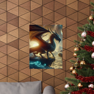 Fantasy Dragon Art Poster, Magical Wall Decor, Whimsical Print for Home, Gift for Fantasy Fans, Modern Art for Office