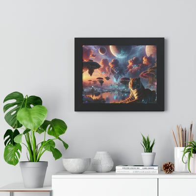 Digital Tiger In Alien Wildlife V2 Framed Horizontal Poster