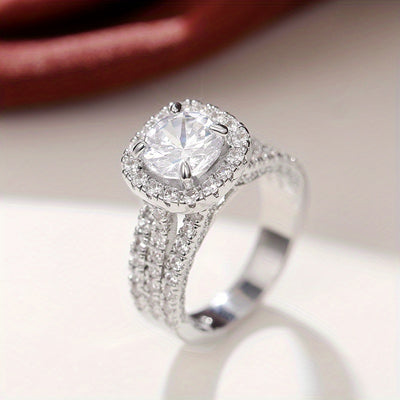 Micro Pave 3 Row zirconia Ring For Women Engagement Wedding Casual Party Jewelry