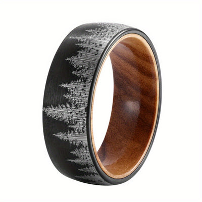 1pc 8mm-wide Tungsten Steel Ring, Men's Trendy Band, Exquisite Men's Accessory Jewelry Ornament For Daily Wear For Banquet Party Holiday Birthday Anniversary Gift