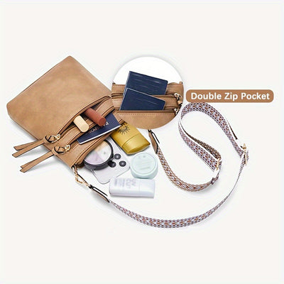 Stylish Geometric Shoulder Bag - Women Handbags & Wallets - Retro Simple Design, Multifunctional Crossbody Bag with Wide Strap for Mobile Phone, Perfect for Daily Use and Travel