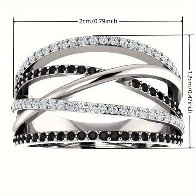 Silver Plated Black Sapphire Zircon Ring Anniversary Gift Engagement Wedding Ring Jewelry Gift For Women Ladies