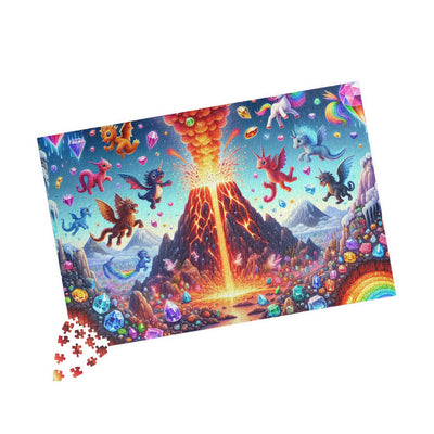 Magical Volcano Puzzles, Fantasy Art Jigsaw, Kids & Adults Puzzle Fun, Family Game Night, Gift for Puzzle Lovers