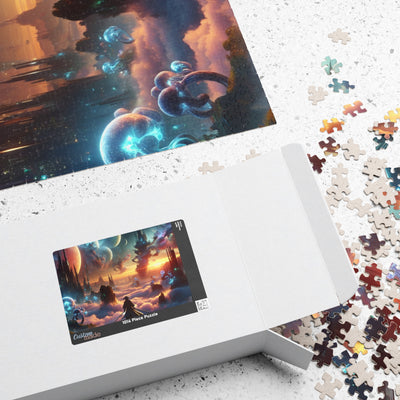 Futuristic Samurai and Spaceships | Sci-Fi Cyberpunk Wall Art | Japanese Warrior Digital Print V3 Puzzle (110, 252, 520, 1014-piece)
