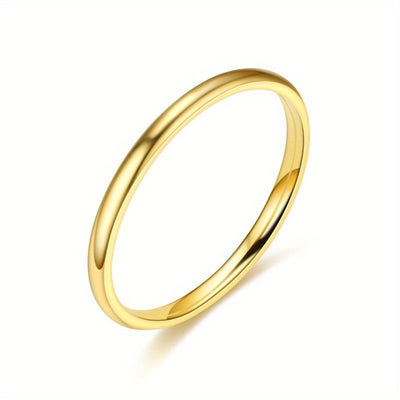 1pc 2MM Smooth Spherical Stainless Steel Ring For Women