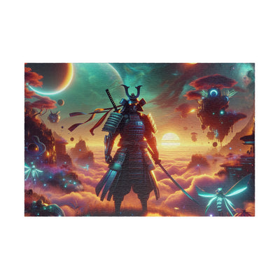 Futuristic Samurai and Spaceships | Sci-Fi Cyberpunk Wall Art | Japanese Warrior Digital Print V4 Puzzle (110, 252, 520, 1014-piece)