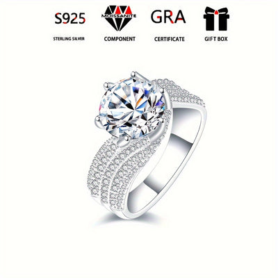 3ct/5ct Moissanite 925 Sterling Silver Inlaid Luxurious Ring for Engagement, Wedding, Evening Party, and Official Occasions For Women