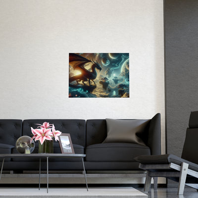 Mystical Dragon Wall Art Print, Fantasy Decor, Matte Poster for Home, Office, Gift for Dragon Lovers, Fantasy Art, Unique Room Decor