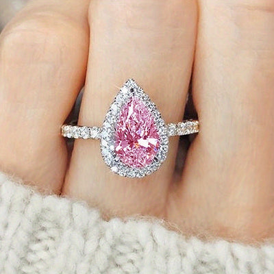 Luxurious Teardrop White Zirconia Engagement Ring - Wedding Bands with Exquisite Silver Plating, Inlaid Design, and Evening Party Decor for Female - Perfect for Special Occasions and Romantic Gestures