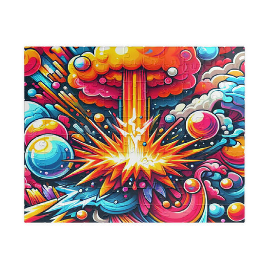 Colorful Cosmic Explosion Puzzle - Bright Retro Design, Perfect for Family Game Night, Gift for Space Lovers, Home Decor, Fun Activity