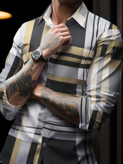 [Long Sleeve Simple Lapel Shirt] Fashionable And Simple Men's Long Sleeve Casual Lapel Simple Shirt, Trendy And Versatile, Suitable For Dates, For Formal Social Occasions And Appointments, For Summer Spring Fall