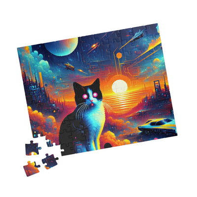 Digital Cat In Cyberpunk Animals V1 Puzzle (110, 252, 520, 1014-piece)